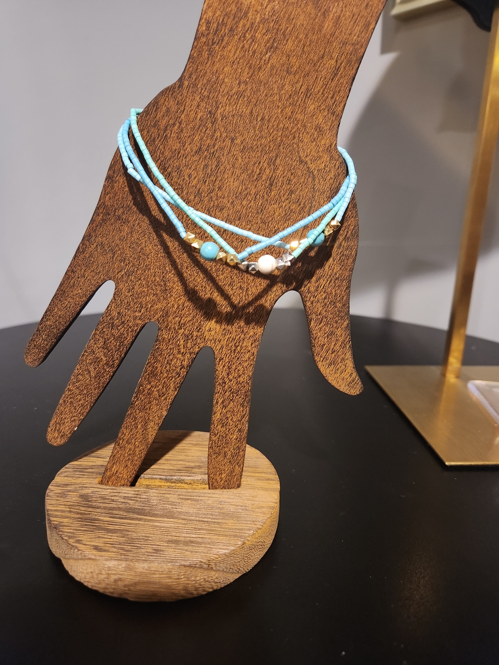 Turquoise Beaded 3 Piece Ankle Bracelet